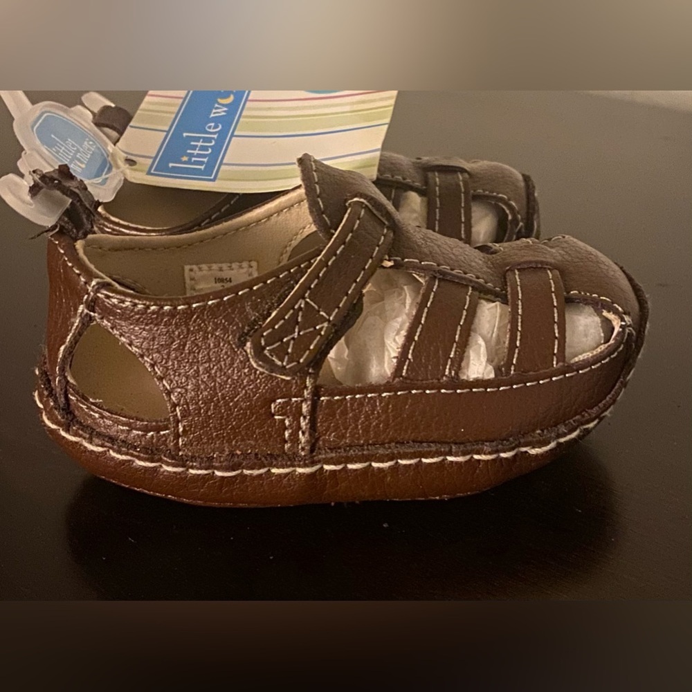 Little Wonders Brown Leather Baby Sandals | Fisherman Sandals Infant Shoes | NWT - Picture 4 of 5